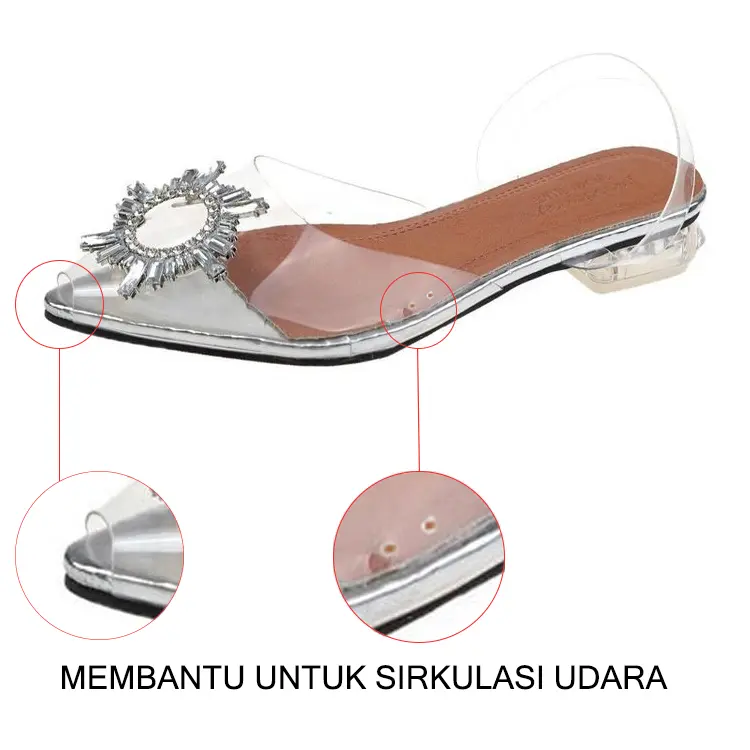 SD-074 [FF] Sendal Transparant Hak Kaca Cewek Sandal Bening Elegent Perempuan Model Terbaru 6