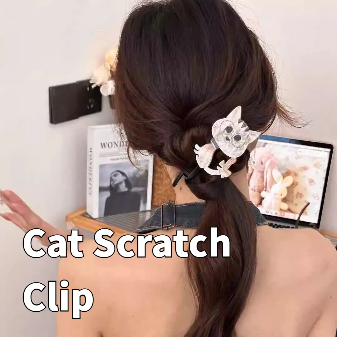 Cute Cartoon Animal Cat Grip Female Back Head Barrettes Banana Clip Updo Hair Half Tie Hairpin Headdress
