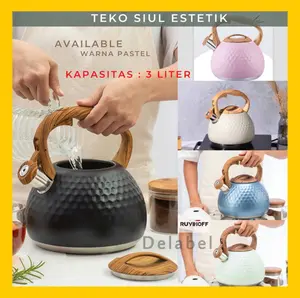 Teko Siul 3 Liter Korean Kettle Ceret Ketel Air Whistling Kettle Wooden Stainless Steel Aesthetic / Teko Siul Air Panas