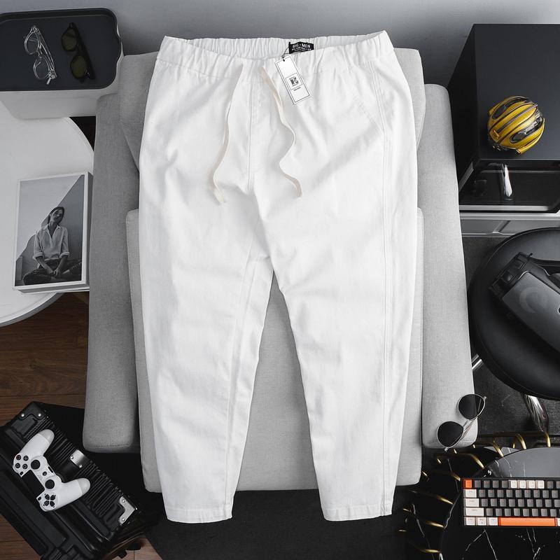 [ Big size 80- 130 kg] - Quần kaki dài lưng thun màu trắng form big size >130kg vải co giãn