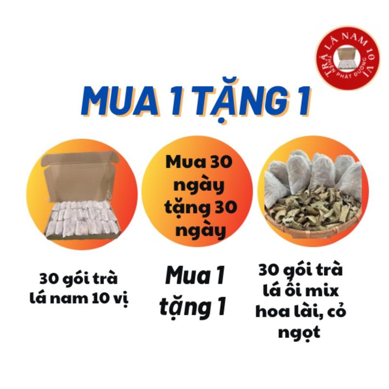    Mua 1 tặng 1  Trà Lá Nam 10 vị- Mua 1 set 30 gói tặng 1 set 30 gói lá ổi mix cỏ ngọt hoà lài - thành phần: Lá sen xạ đen lạc tiên giảo cổ lam,... Tiệm Trà Thiên Phát Đường-Nước Trà Chè Tea tra thao la sen tral anam vi 