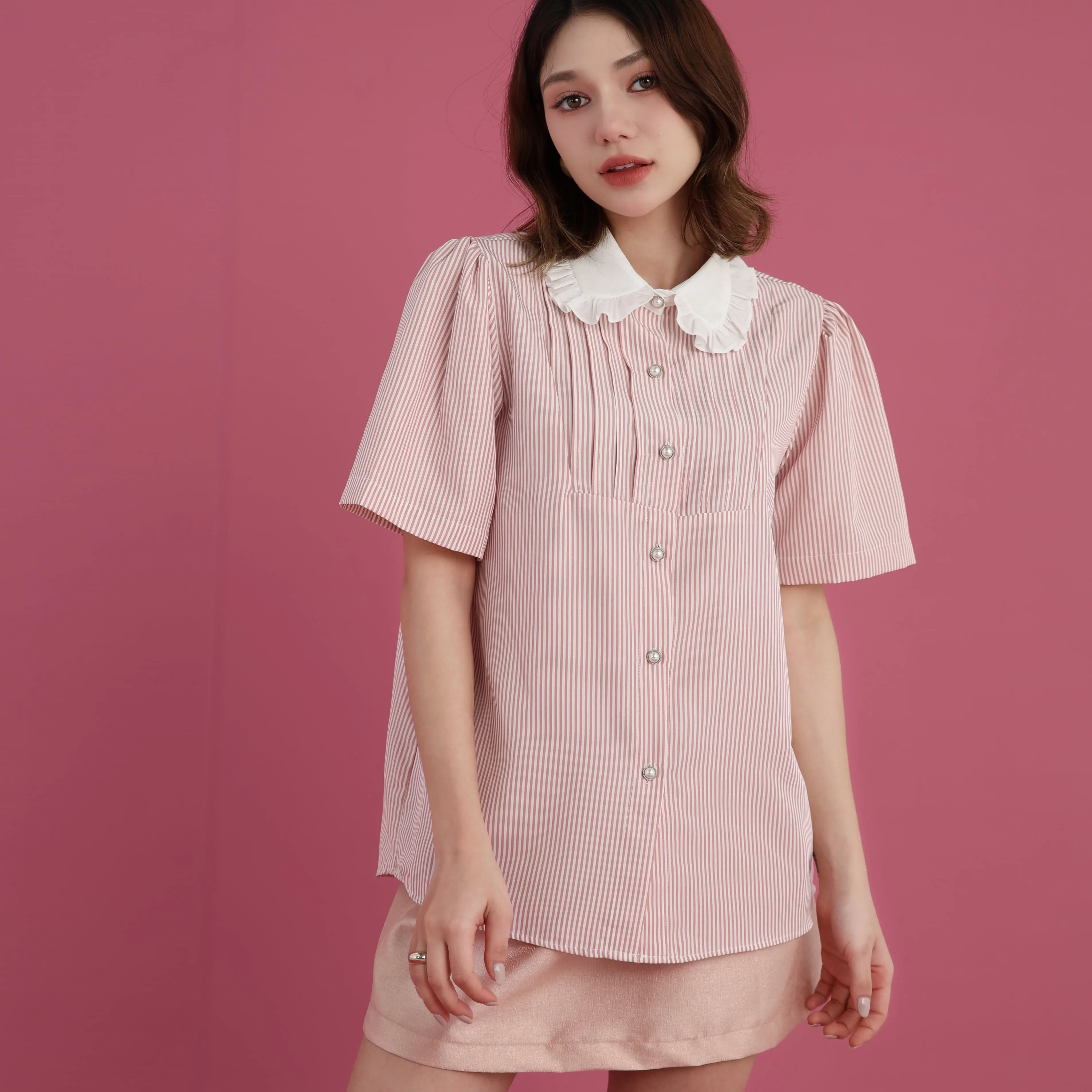 Áo Sơ Mi Bèo ly Shirt Liin Xếp Li Vải Thô Lụa Hàn Mềm Mịn Phong Cách Trẻ Trung Cá Tính Cho Những Cô Nàng Đáng Yêu SP012