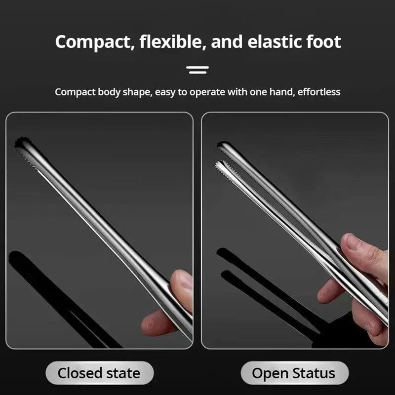 304 Stainless Steel Korean Barbecue Clip Buffet Clip Food Grade Durable Barbecue Steak Clip Household Commercial Food Clip Medium 24CM-1 Piece Utensils Grill 4