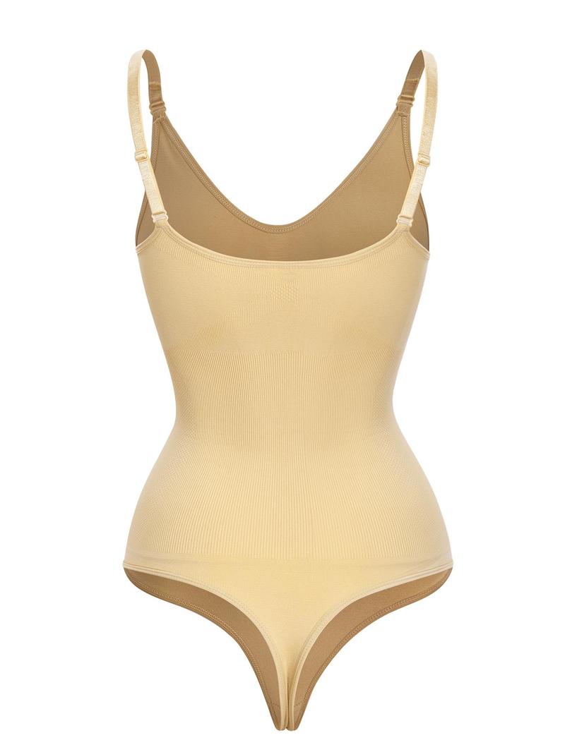 Product Introduction of Women's Solid Backless V Neck Shapewear Bodysuit, Hook Eye Design Basic Minimalist Adjustable Strap Bodysuit, Ladies Shapewear for Daily Wear, Tummy Tuck Garment 4