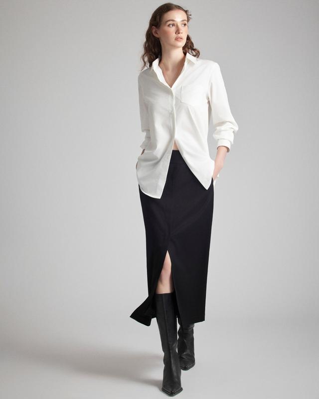 Chân váy midi  dáng A xẻ trước MONO TALK_MOF24W-B10009TK