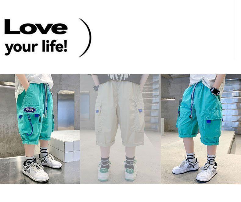 Product Introduction of Quần Dài Mùa Hè Cho Bé Trai, Quần Dài Cropped Xén, Dành Cho Trẻ Em Trung Bình Và Lớn, Dáng Rộng Vừa Vặn, Mỏng Và Thoáng Khí, Phong Cách 2024, Quần Thường Ngày 9