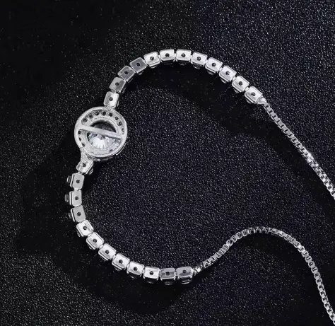 CC01- C014 LẮC TAY MẶT TRÒN THIẾT KẾ MẶT ĐÁ CAO CẤP THỜI TRANG Phụ Kiện 1