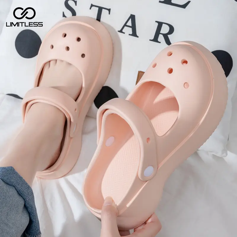 LIMITLESS Sendal Wanita Selop Hak Tebal Empuk Nyaman Santai INARA Sepatu Sandal Cewek Platform Rumah Santai Jalan Musim Semi Fashion Terbaru 2024 Karet 6