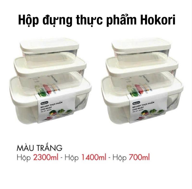 [ SIÊU RẺ HỘP TRẮNG ] Bộ 12 Hộp Nhựa Hokori Màu Trắng đựng thực phẩm trong tủ lạnh, hộp đựng hoa quả, cơm văn phòng, sử dụng được trong lò vi sóng