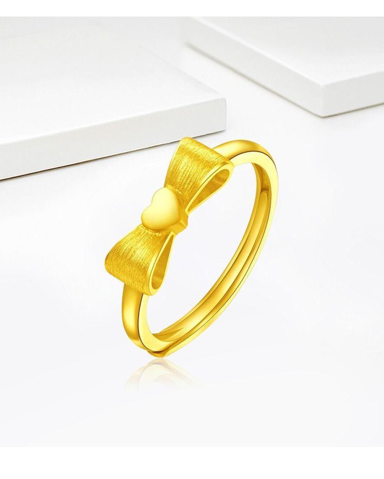 Product Introduction of New Trendy Gold-Plated Princess on the Run Bowknot Ring for Women Brass Gold Adjustable Plain Band Ring Valentine's Day Gift 3