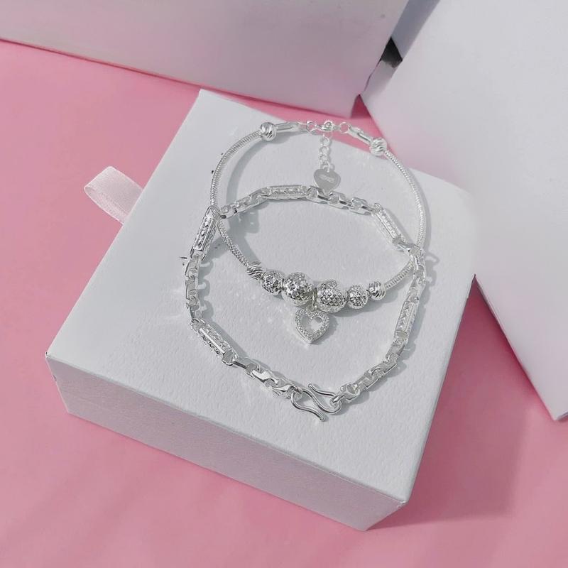 Set lắc tay đôi bạc ý cho cặp đôi xinh xắn tặng kèm hộp P.A.N 2
