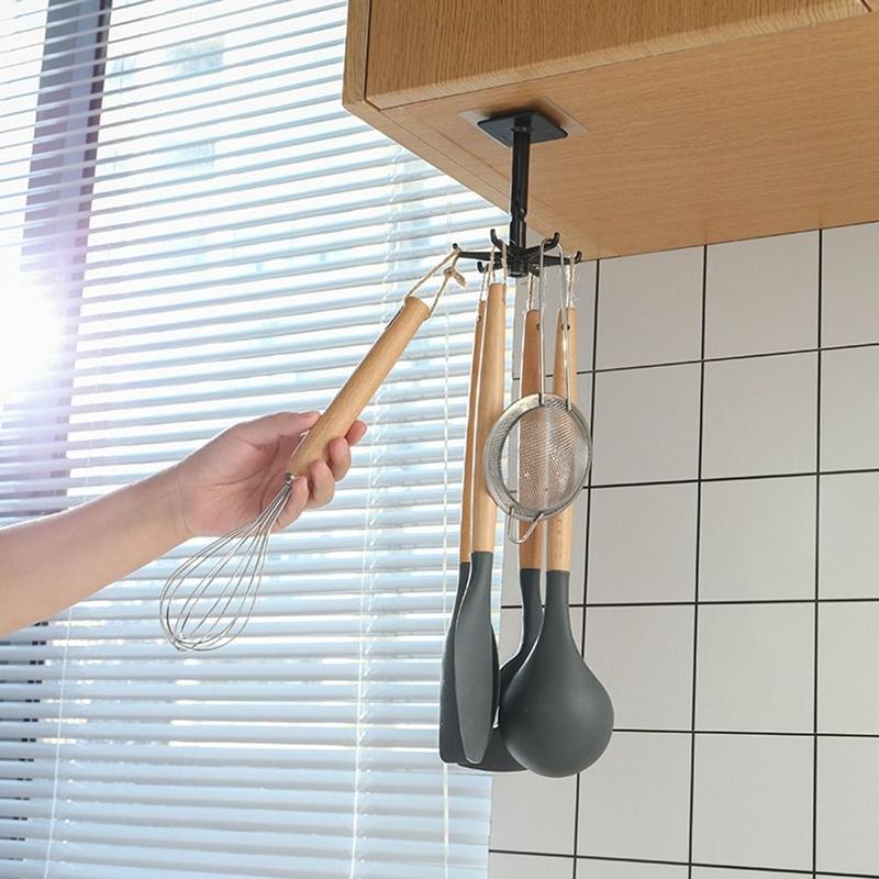Product Introduction of Universal Multifunctional Self Adhesive 360 Degrees Rotated Punch-free Wall Mounted Towel Rack Kitchen Organizer Clothes Hanger Door Hook 10
