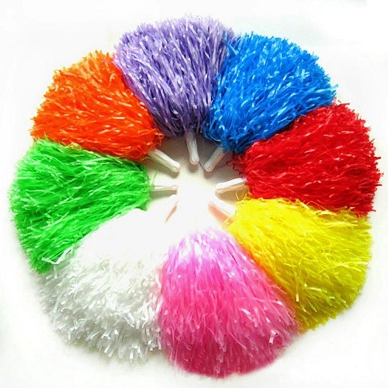 1pair Double hole handle Dress Costume Competition Flower Cheerleading Cheering Ball Cheerleader pompoms Club Sport Supplies Dance Party Decorator 6