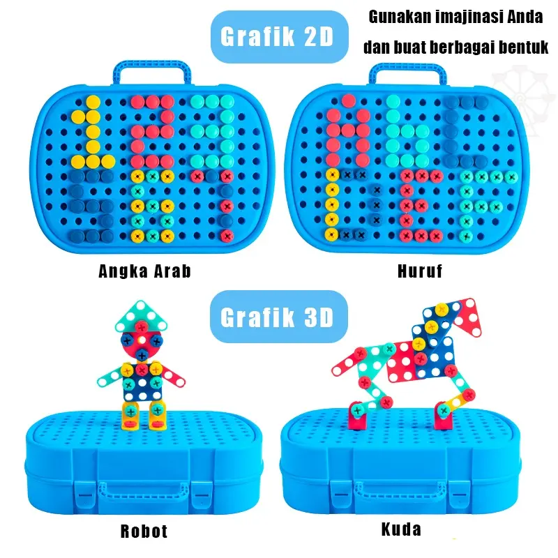 Kotak Peralatan Sekrup Simulasi/Pembongkaran Manual Bor Listrik DIY/Bor Obeng Listrik Mur Sekrup Merakit Membongkar/sekrup Perbaikan/Kotak Puzzle Sekup/Mainkan Mainan Koper Rumah/Mainan Edukasi Anak Laki Laki 6