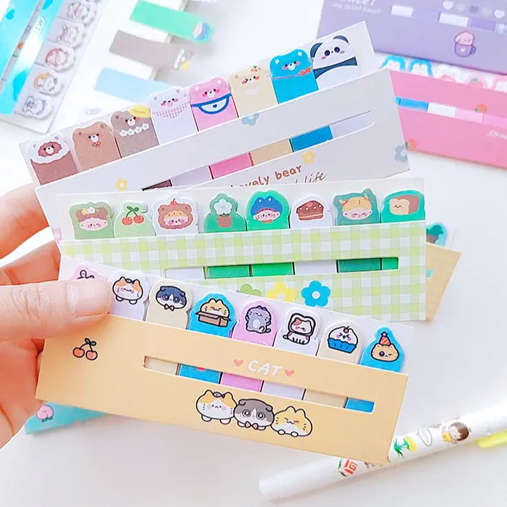 BISA COD S6155 Memo Sticky Motif Karakter 8 in 1/ Penanda Buku Stationery Memo Pad Paper 1