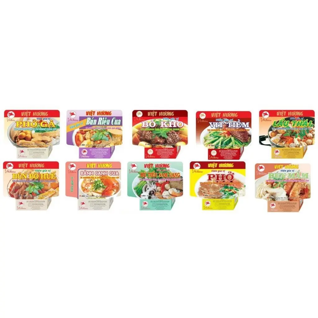 Viên gia vị nấu Bún bò/Bò kho/Bún riêu/Phở bò/Phở gà/Hủ tiếu/Vịt tiềm Việt Hương (74g)