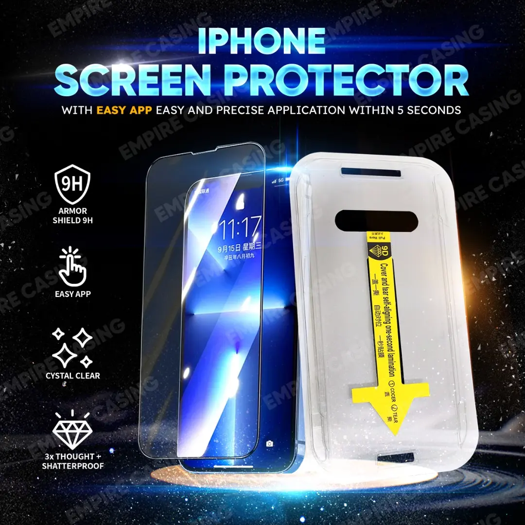 Compatible For iphone Screen Protector Armor Shield 9H + Easy App with Oleophobic Coating Tempered Glass