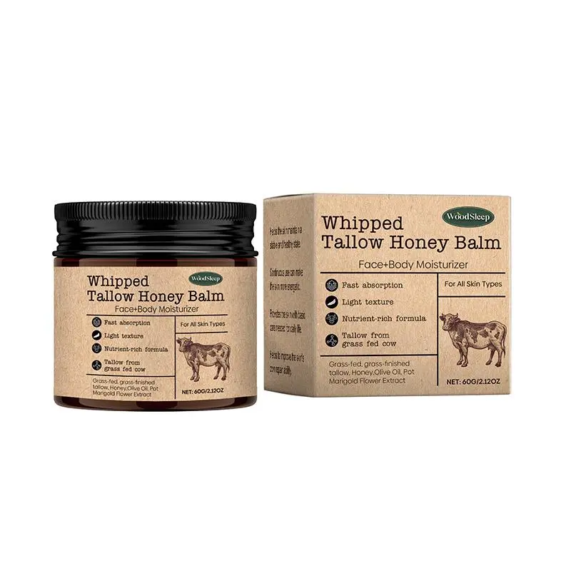 Beef Tallow Skin Care, Tallow & Honey Balm, Organic Grass Fed Tallow Balm,Whipped Beef Tallow for Skin Moisturizer, 100% Grass Fed Beef Tallow Moisturiser, For Face and Body