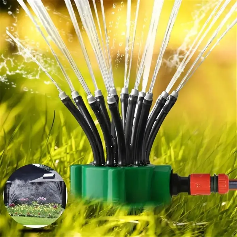 360 Degree Automatic Multi-head Watering Sprayer, Garden Sprinkler Head, Yard Watering Device, Watering Equipment for Garden, Outdoor, Modern Garden Water Hose, Automatic Watering Stakes 6