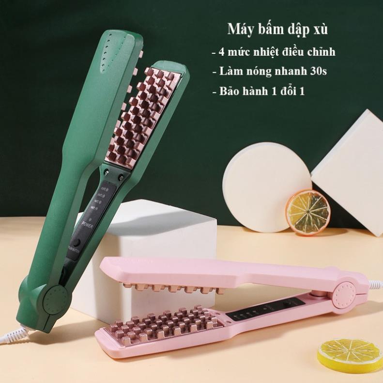 Máy bấm dập phồng chân tóc răng vuông 4 cấp độ điều khiển nhiệt độ thông minh Nữ Uốn Tóc máy bấm phồng tóc