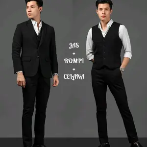 DVANDRA.ID Setelan jas hitam pria original premium jas rompi celana Jas blazer Formal Slim Fit