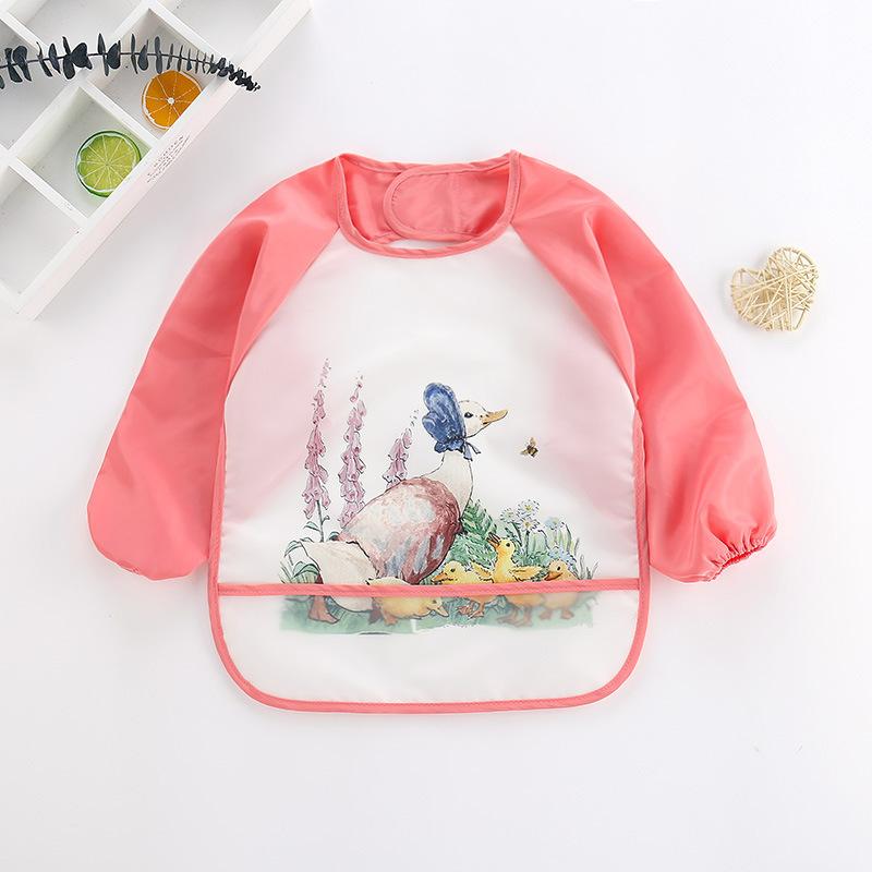 Product Introduction of Cute Baby Bibs Toddler Baberos Bavoir Waterproof Long Sleeve Apron Cartoon Animals Children Feeding Smock Bib Baby Stuff 0-3Y 4