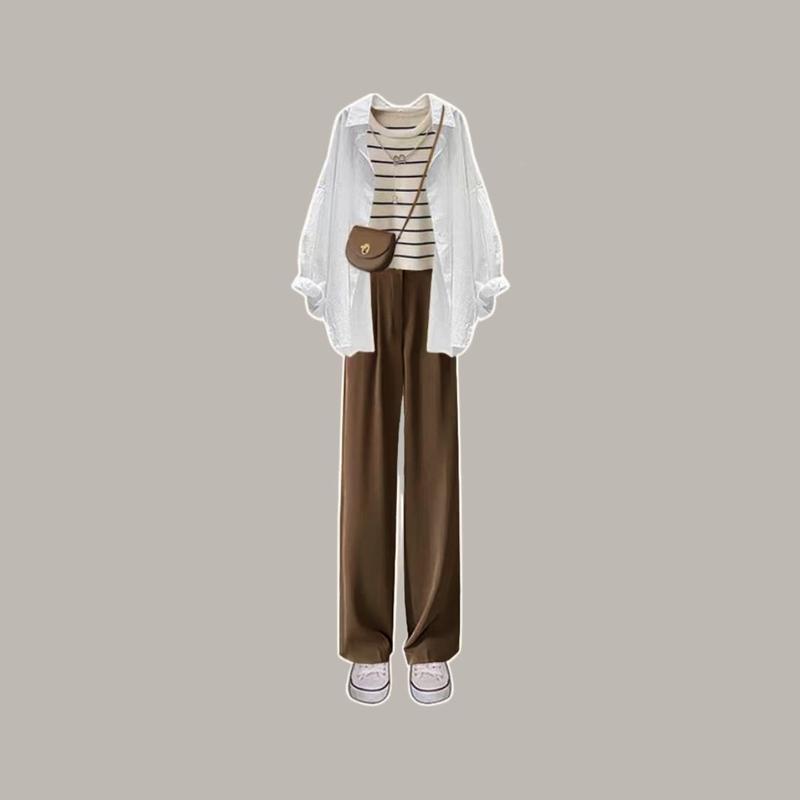 Inner Stripe Set 37 Outfit Set Korea Style remaja 3in1 One Set Korean Style, Outfit Korea, Outfit Wanita, Ullzang // Outfit 3