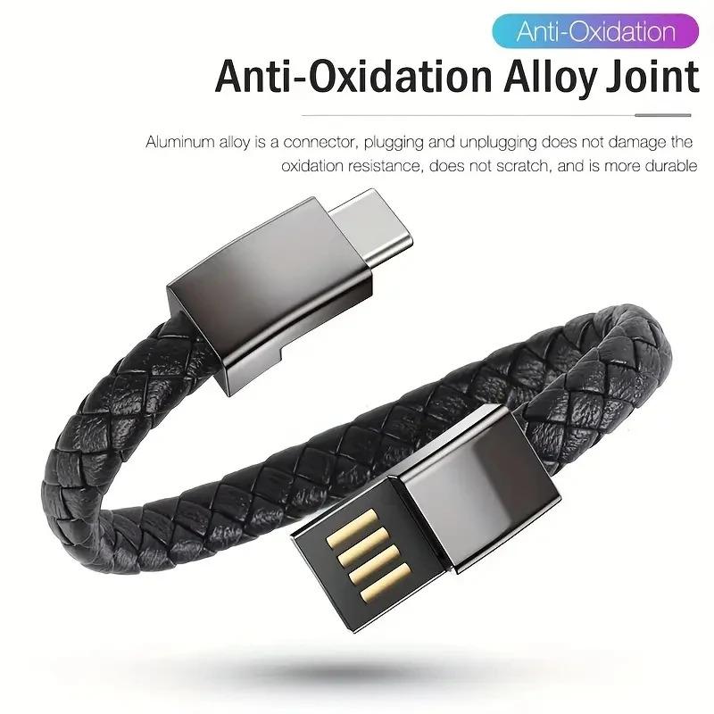 Product Introduction of USB Charging Bracelet Cable Fashion Double Braided Wrist Data Charger Cord For IPhone Type-c Micro Mobile Phone usb  charging 1
