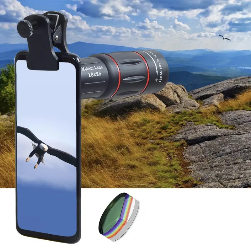 APEXEL Lensa Zoom HP Lens Kamera Tele Zoom HP 18X ZOOM LENSA Universal 18X25 Handphone Bermata HD Ponsel Lensa Camera HP Ponsel Lensa Zoom Optik Dengan Tripod untuk Ponsel 5