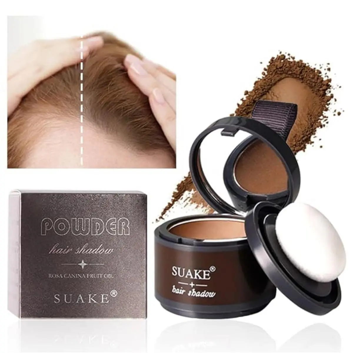 Hair Shadow Powder,Hairline Powder Quick Cover Stain-Proof 48 Hour Formula Locks On for Full Body Hair &Beard, Root Touchup Hair Loss Powder for Thinning, Bald Spots And Gray Root Line (1pc) Makeup Bronzer