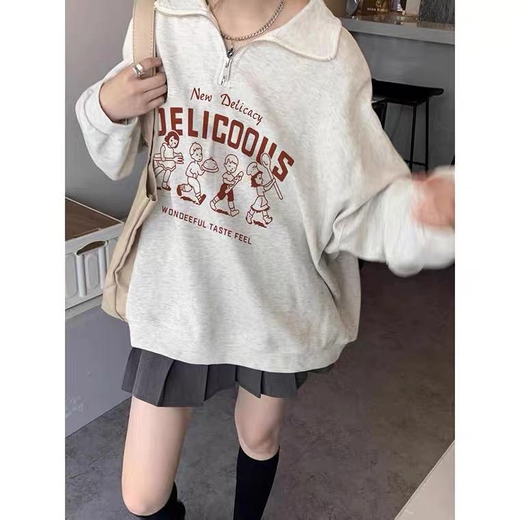 Áo polo nỉ áo hoodie nữ chất nỉ bông dày đẹp in hình dễ thương