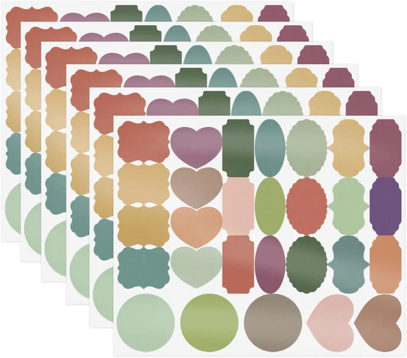 168Pcs Fancy Shape Colored Label Stickers, Colored Mason Jar Small Sticker Labels with Whiteboard Pen for Spice Jars, Essential Oil Bottles, Food Containers, Storage Bins (2" x 1")