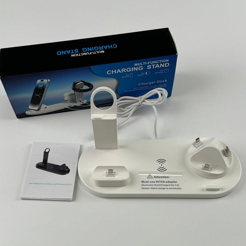 15W Wireless Charging Station, Foldable Charger Stand, Multifunctional Charging Station for iPhone & Samsung & Apple Watch & AirPods 8