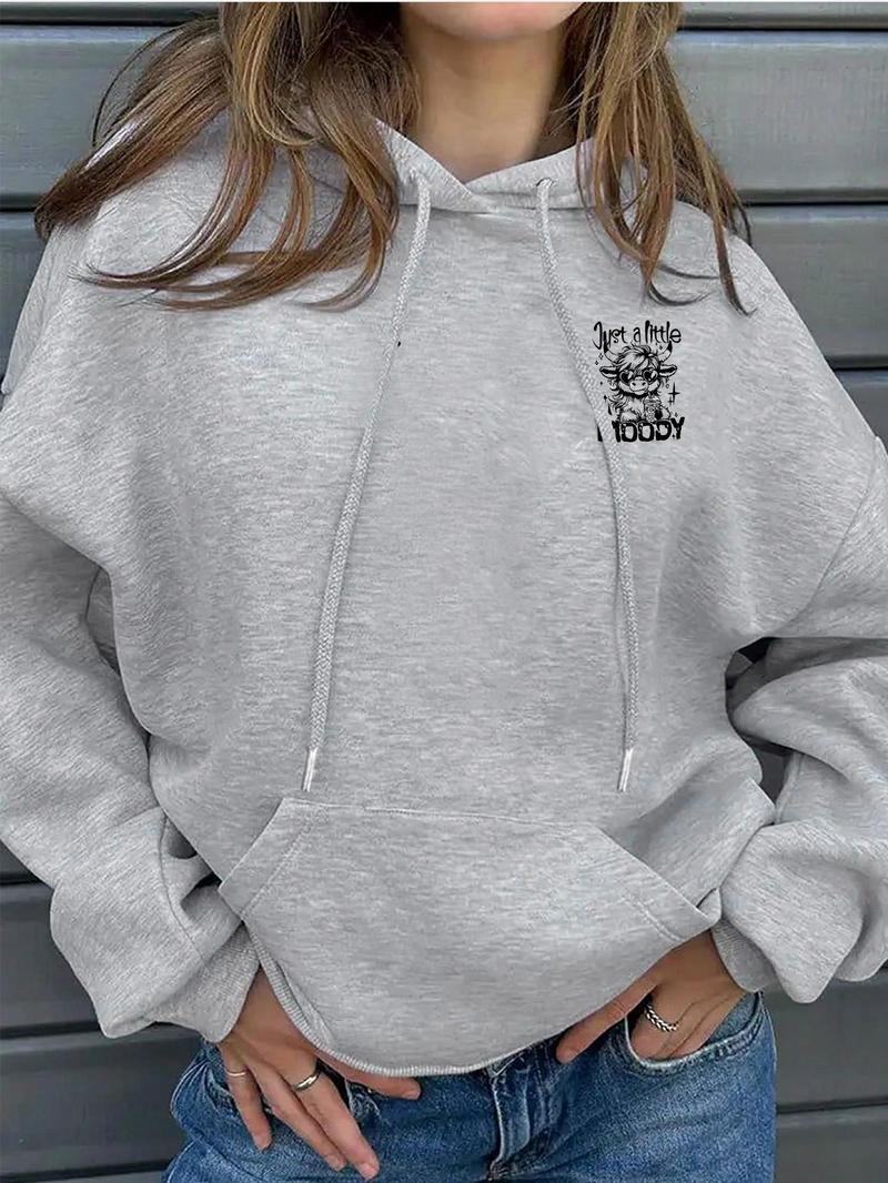 Product Introduction of Women's Cartoon Highland Cow Print Hoodie, Casual Thermal Lined Long Sleeve Hooded Sweatshirt for Fall & Winter, Women's Clothes for Daily Wear 7