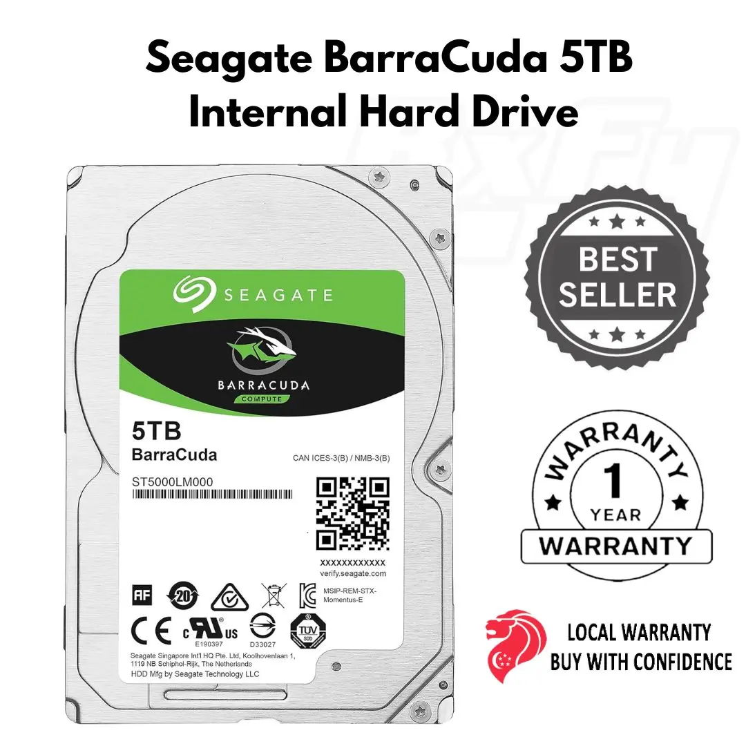 Seagate BarraCuda 5TB Internal Hard Drive HDD – 2.5 Inch SATA 6Gb/s 5400 RPM 128MB Cache for Computer Desktop PC