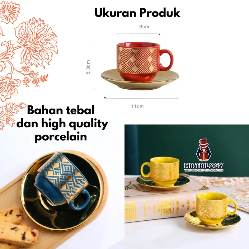 Cangkir Tatakan Set Keramik SELEBRASI Hampers Gelas Souvenir Mug Teh Kopi Imlek CNY Natal Christmas Xmas 4