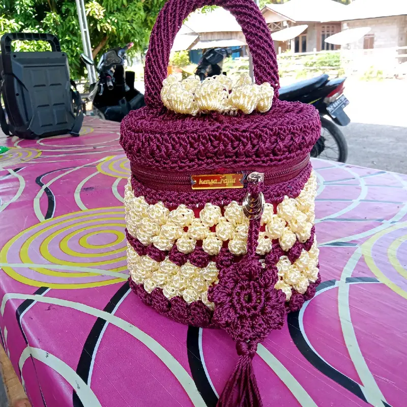 tenong rajut motif popcorn 3