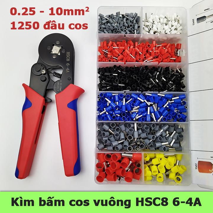 Kìm bấm cos vuông HSC8 6-4A tự điều chỉnh 1250 đầu cos đủ loại cos ống tròn cos pin
