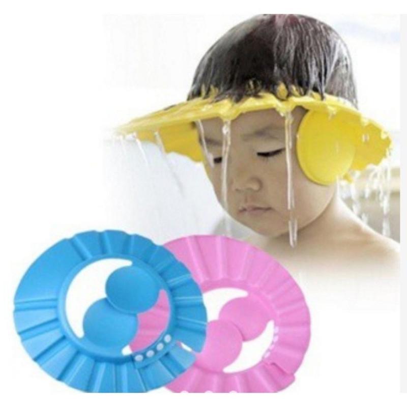  Combo 2 Mũ tắm xốp chống nước cho bé nón gội đầu có tai nghe bảo vệ mắt và tai an toàn cho trẻ. 