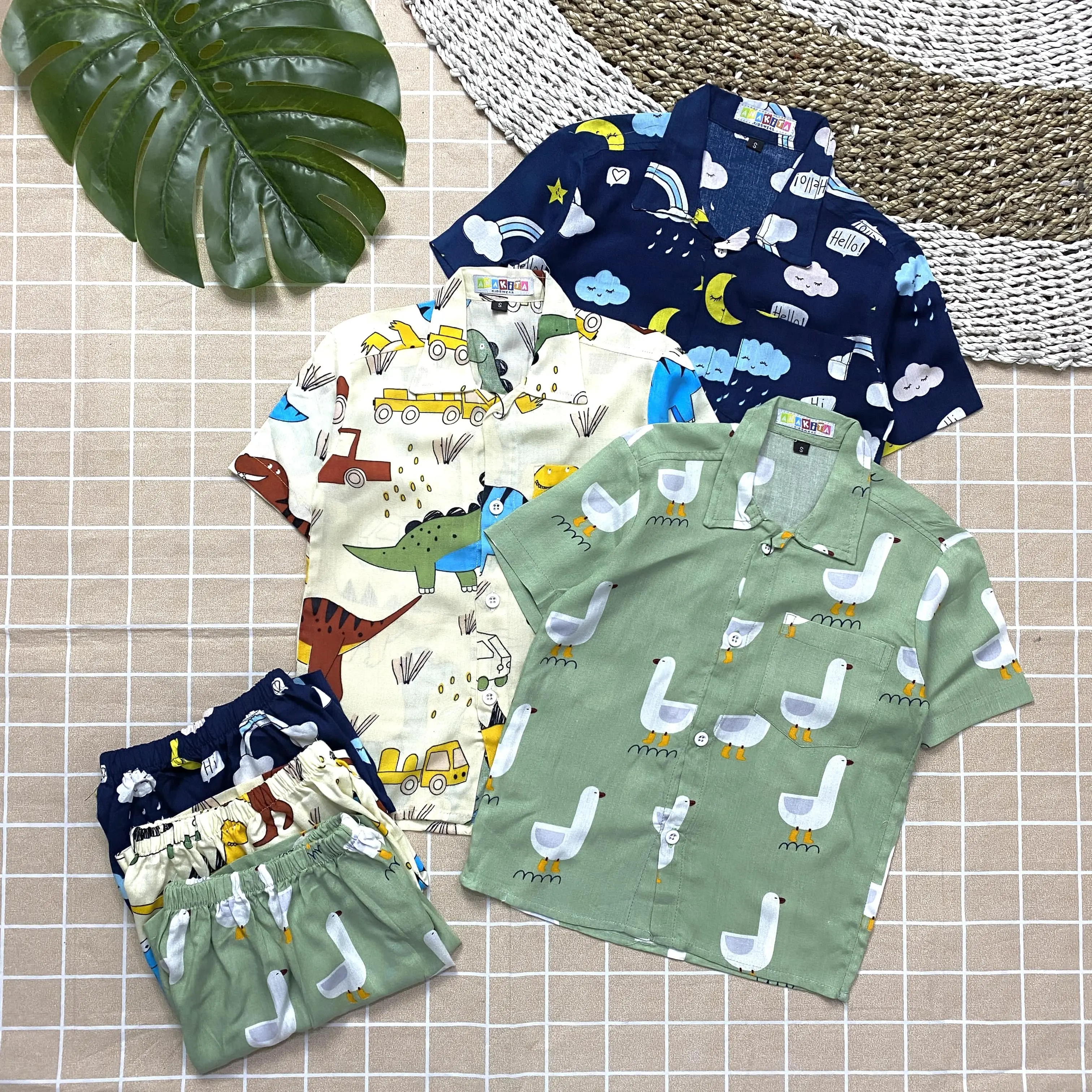 Paket 3pcs  Baju Piyama Anak Motif Terbaru Setelan Rayon Baju Tidur Anak Fashion