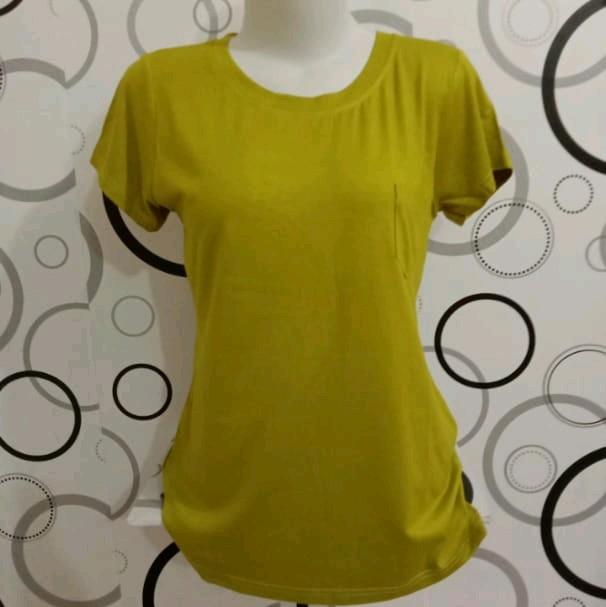 kaos atasan wanita O neck modern trendy Rayon Spandex Baju Polos Oblong Basic Tebal Pendek 1