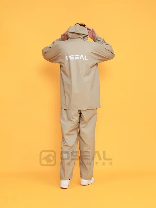 Jas Hujan OSEAL Full Seal Raincoat Mantel Pria Wanita Dewasa Aura Series Cream 2