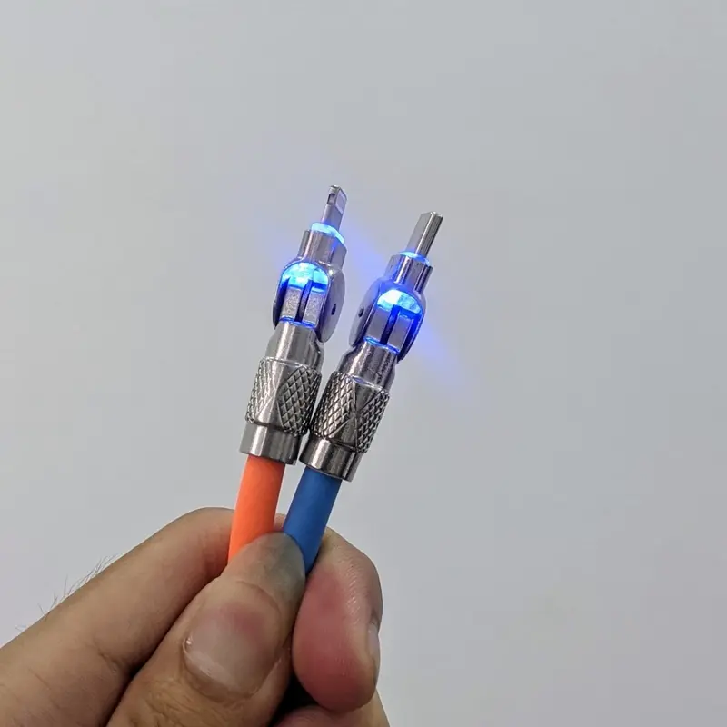 Dây sạc xoay 120W type C và lighning (chất liệu cao su non xoay gập  180°) Phụ Kiện 3