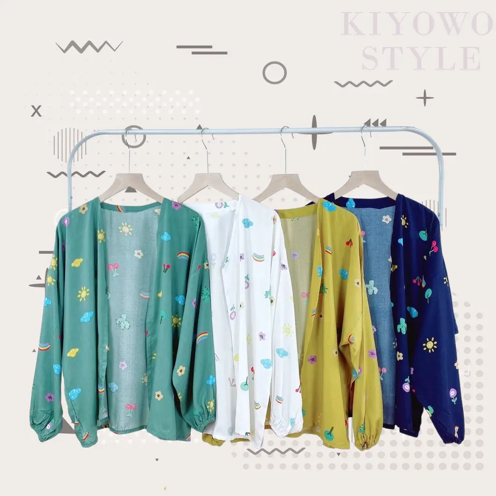 Outer Lengan Balon Kiyowo Kekinian - Murah dan Nyaman Baju Fit Panjang Cardigan Atasan Wanita