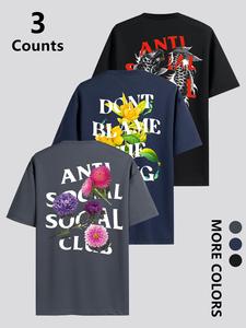 Men's Letter Print Round Neck Tee, Regular Fit Casual Short Sleeve Crew Neck T-shirt for Summer, Fashion Men's Top for Daily Wear