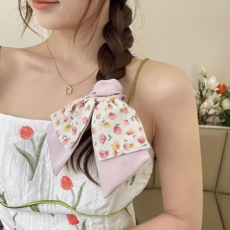 Product Introduction of Scrunchie โบว์ลายดอกไม้, แฮร์รี่หวานและเป็นธรรมชาติ, ที่คาดผม, สตรีมเมอร์ผม, เชือกผูกผม, ผ้าโพกศีรษะนางฟ้า, สำหรับผู้หญิง 18