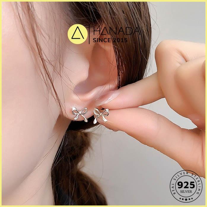 [BH TRỌN ĐỜI] Bông Tai BẠC 925 HANADA Nơ Trơn Xoắn Sóng  Đơn Giản 1802 A8 5