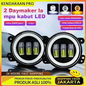 2PCS Sepasang Lampu Foglamp Led Daymaker 4inch 3 Lensa Full Ring 2 Warna, Lampu Kabut30W 4 Inci Putih DRL Led Bulat dengan