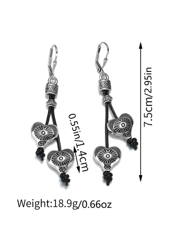 Boho Style Heart Design Dangle Earrings, Vintage Trendy Dangle Earrings, Fashionable Jewelry for Women & Girls for Daily & Party Decoration 1