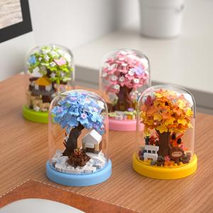 Set de Micro Bloques de Construcción de Casa en el Árbol, 1 Caja de Modelos de Ensamblaje Miniatura con Cubierta Antipolvo, Juguete Creativo de Construcción para Regalos
